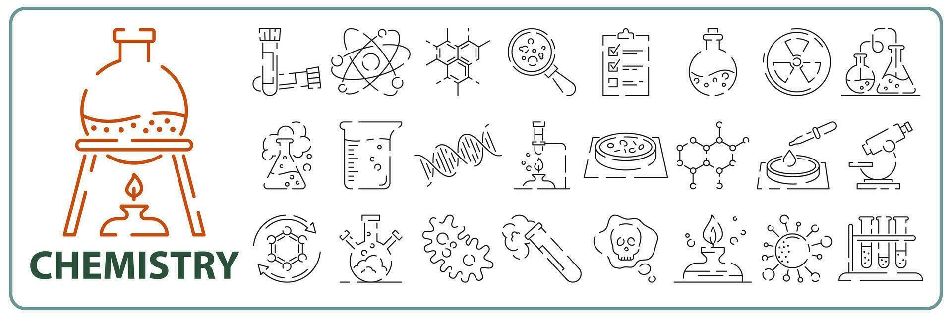 gemakkelijk reeks van chemisch verwant vector lijn pictogrammen. bevat zo pictogrammen net zo atoom, fles, experiment, Onderzoek, laboratorium en meer. bewerkbare hartinfarct. 48x48 pixel perfect.