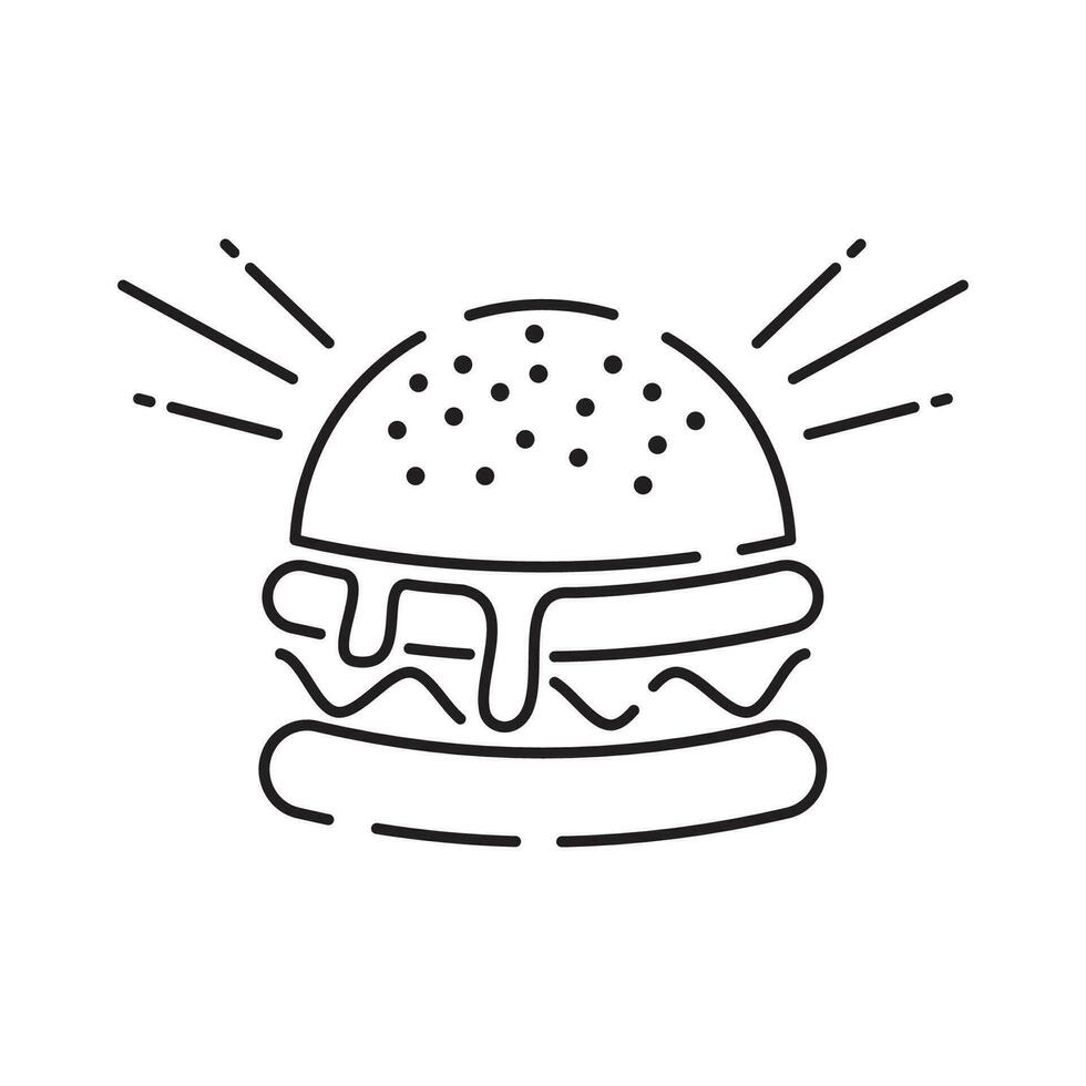 hamburger icoon vector geïsoleerd Aan wit achtergrond, Hamburger of snel voedsel teken, dun symbolen of bekleed elementen in schets stijl. tussendoortje, rommel voedsel en zwaarlijvigheid.