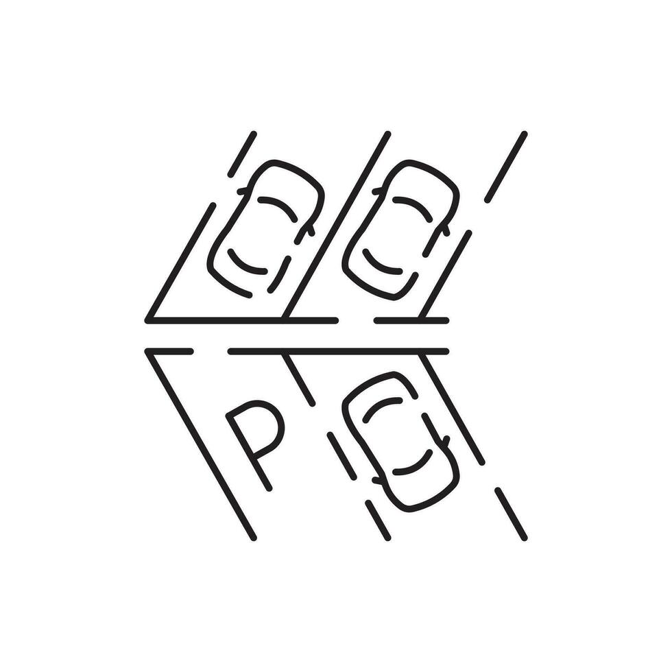 parkeren verwant pictogrammen. auto, voertuig of vervoer lijn vector icoon. betalen voor plaats auto park.