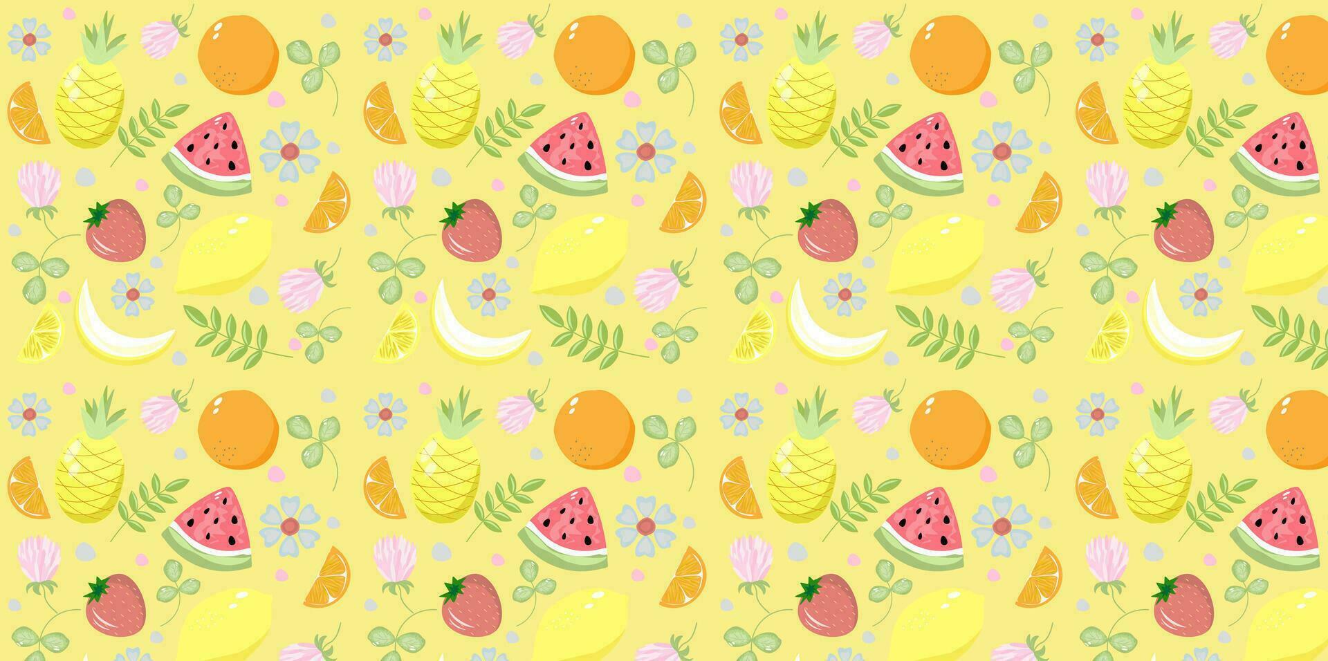 naadloos vector zomer patroon tropisch citrus fruit bessen Aan geel achtergrond. eps10 vector