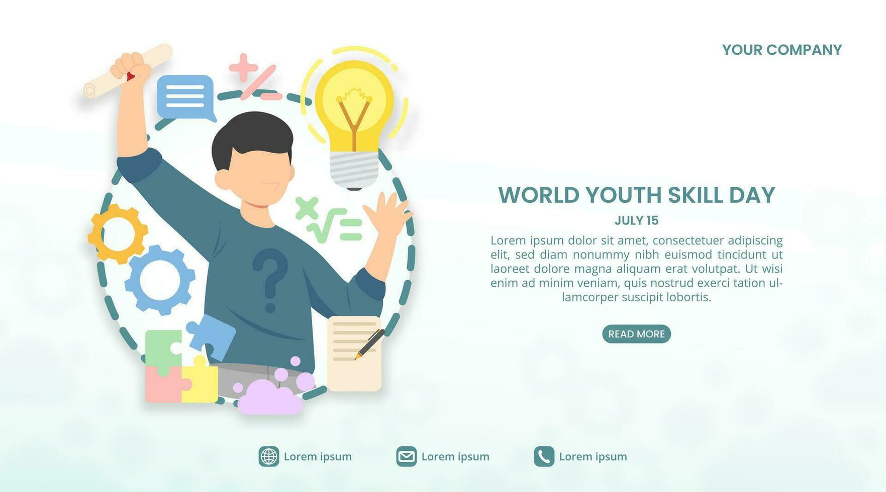 wereld jeugd vaardigheden dag achtergrond met een kind met vaardigheden vector