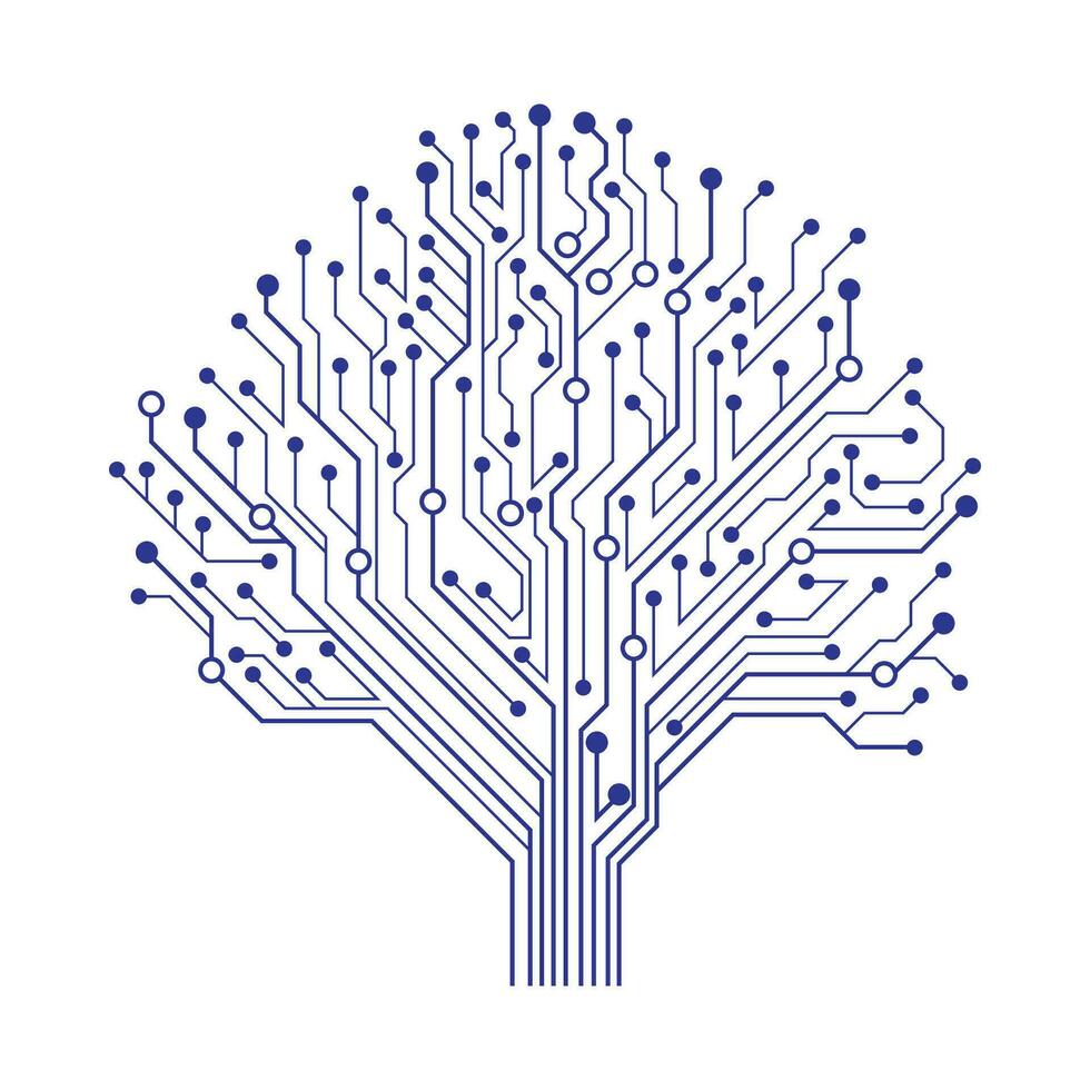 stroomkring technologie boom vector icoon