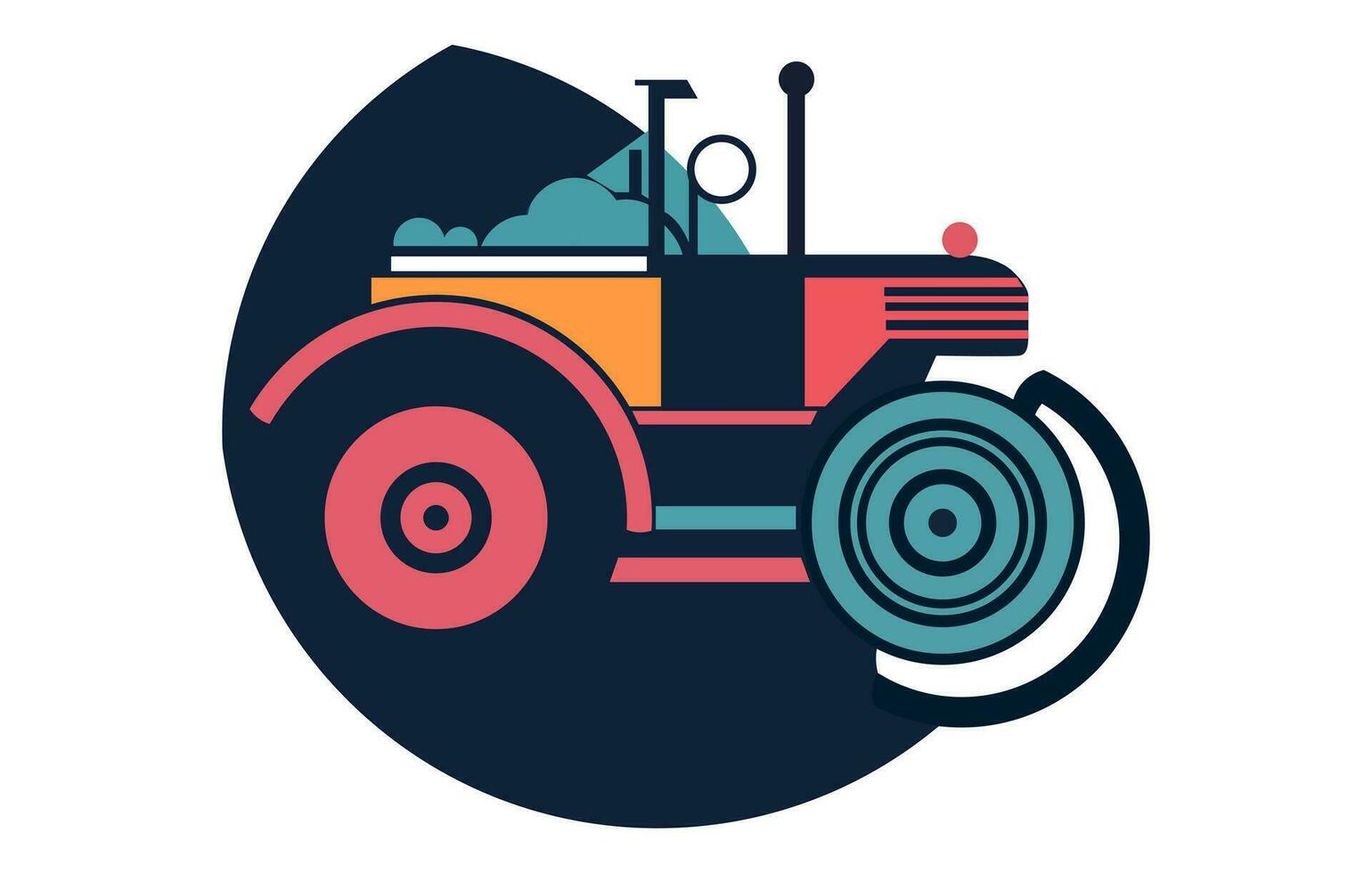 illustratie van vlak trekker in vector stijl, plat tekenfilm tractor. boer productie machine,