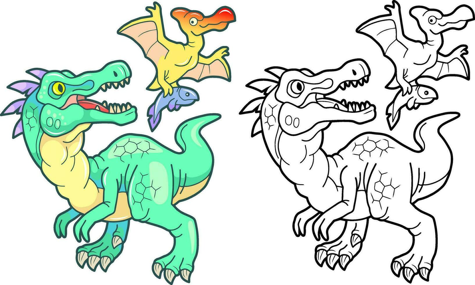 grappig prehistorisch dinosaurussen, illustratie ontwerp vector