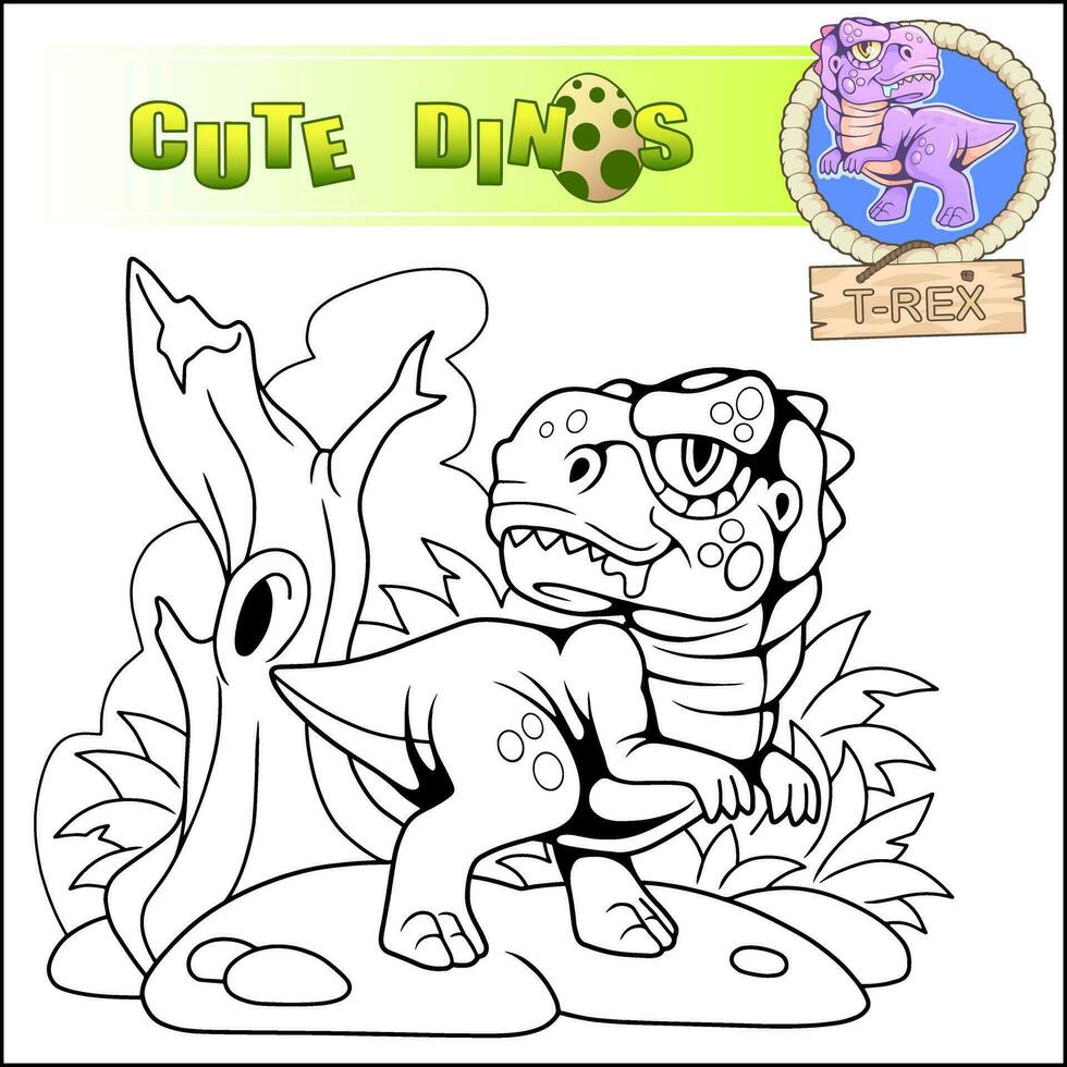 schattig tekenfilm prehistorisch dinosaurus kleur boek vector