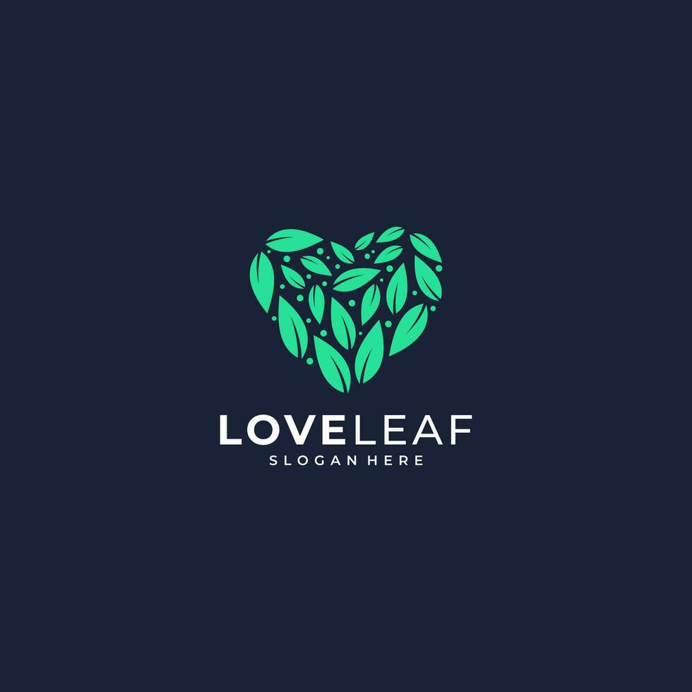 liefde blad vorm logo ontwerp vector