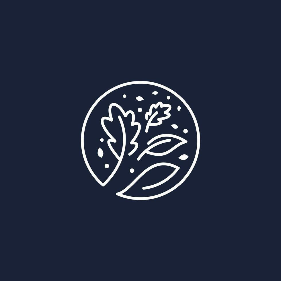 cirkel lijn bladeren logo ontwerp vector
