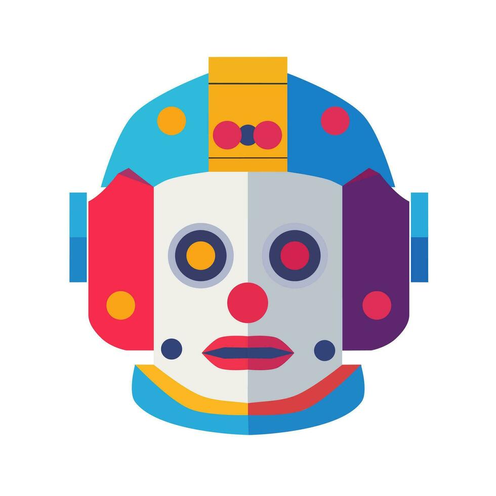 kleurrijk clown robot hoofd vector illustratie