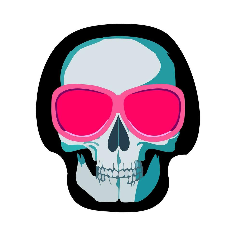 een schedel vervelend roze zonnebril vector illustratie