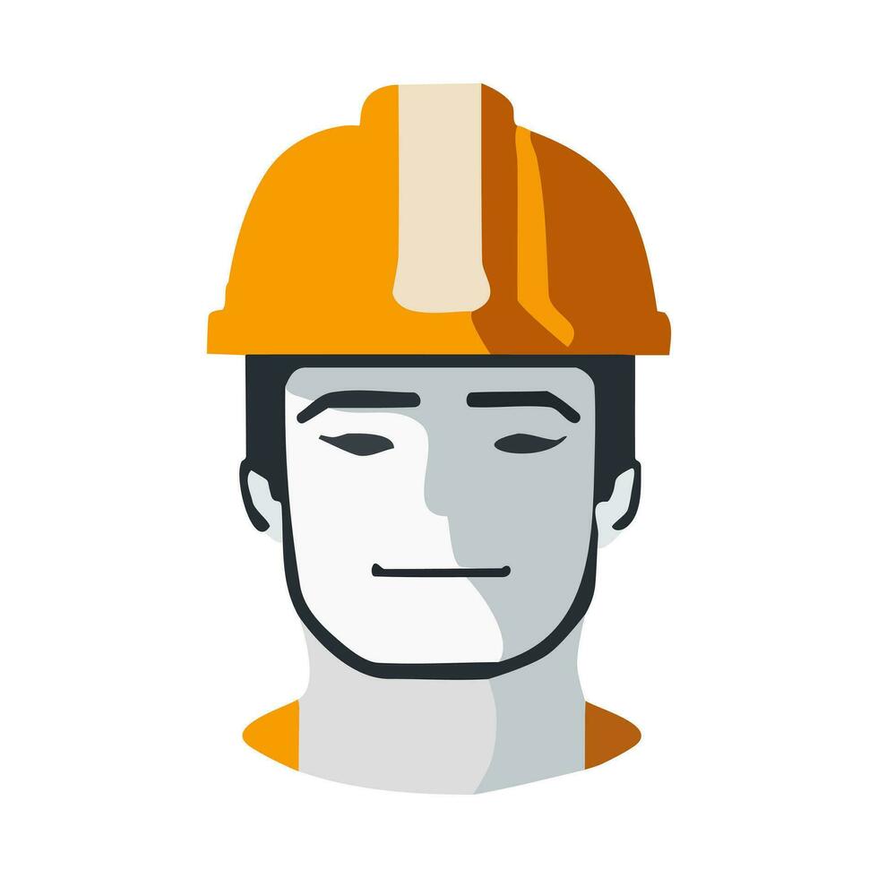 portret van een Mens vervelend industrieel helm of bouw helm vector illustratie