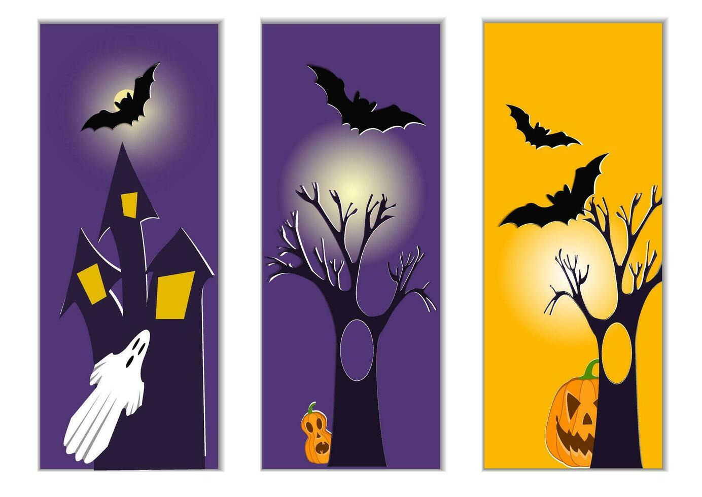 halloween verticaal banners set. folders, flyers, partij uitnodigingen, reclame, Gefeliciteerd, brief vector