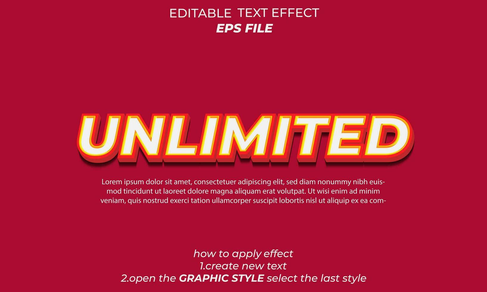 onbeperkt tekst effect, typografie, 3d tekst vector