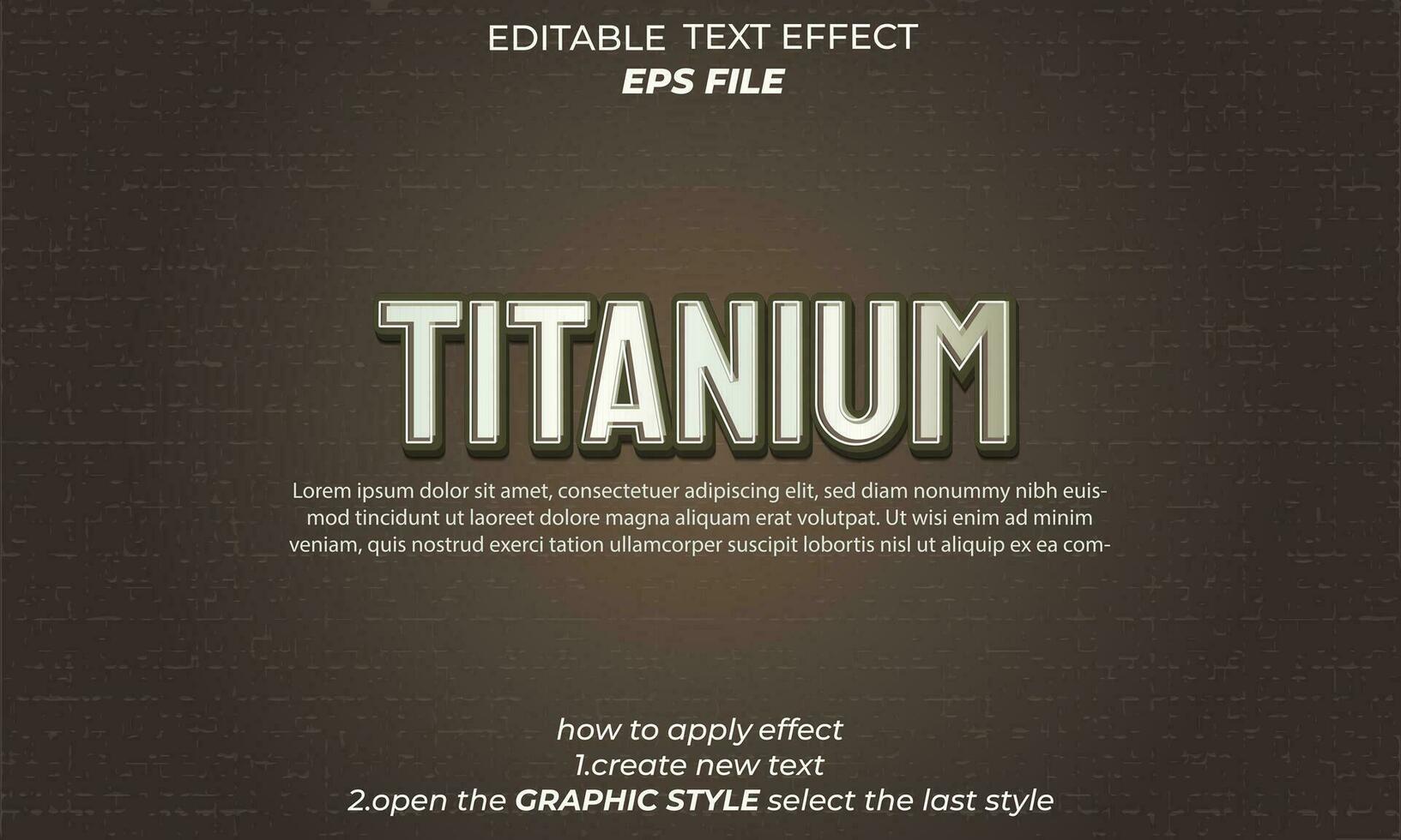 titanium tekst effect, typografie, 3d tekst vector
