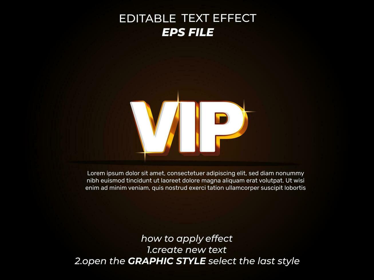 vip tekst effect typografie, 3d tekst. vector sjabloon