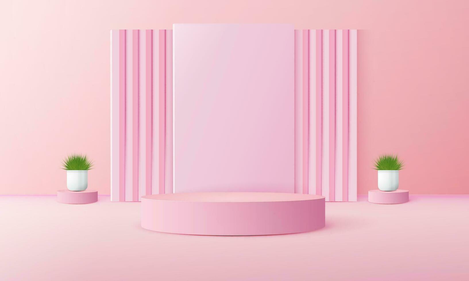 luxe roze pastel podium tafereel achtergrond met terug druppel, Product presentatie, bespotten omhoog, tonen kunstmatig, Product blanco podium vector