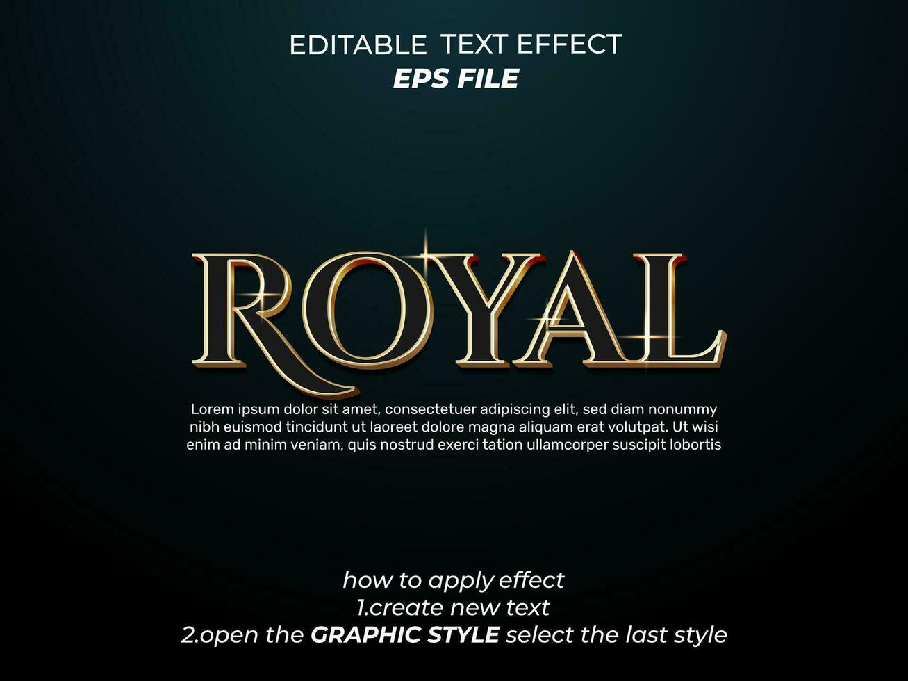 Koninklijk tekst effect typografie, 3d tekst. vector sjabloon
