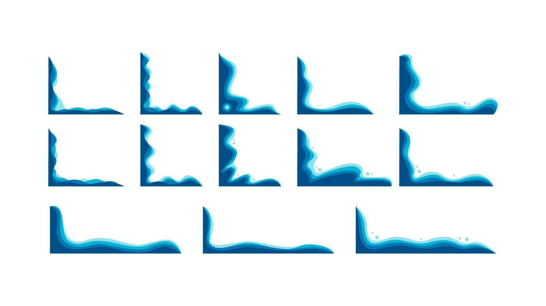 verzameling vector van abstract blauw Golf golvend hoek grens decoratie kader