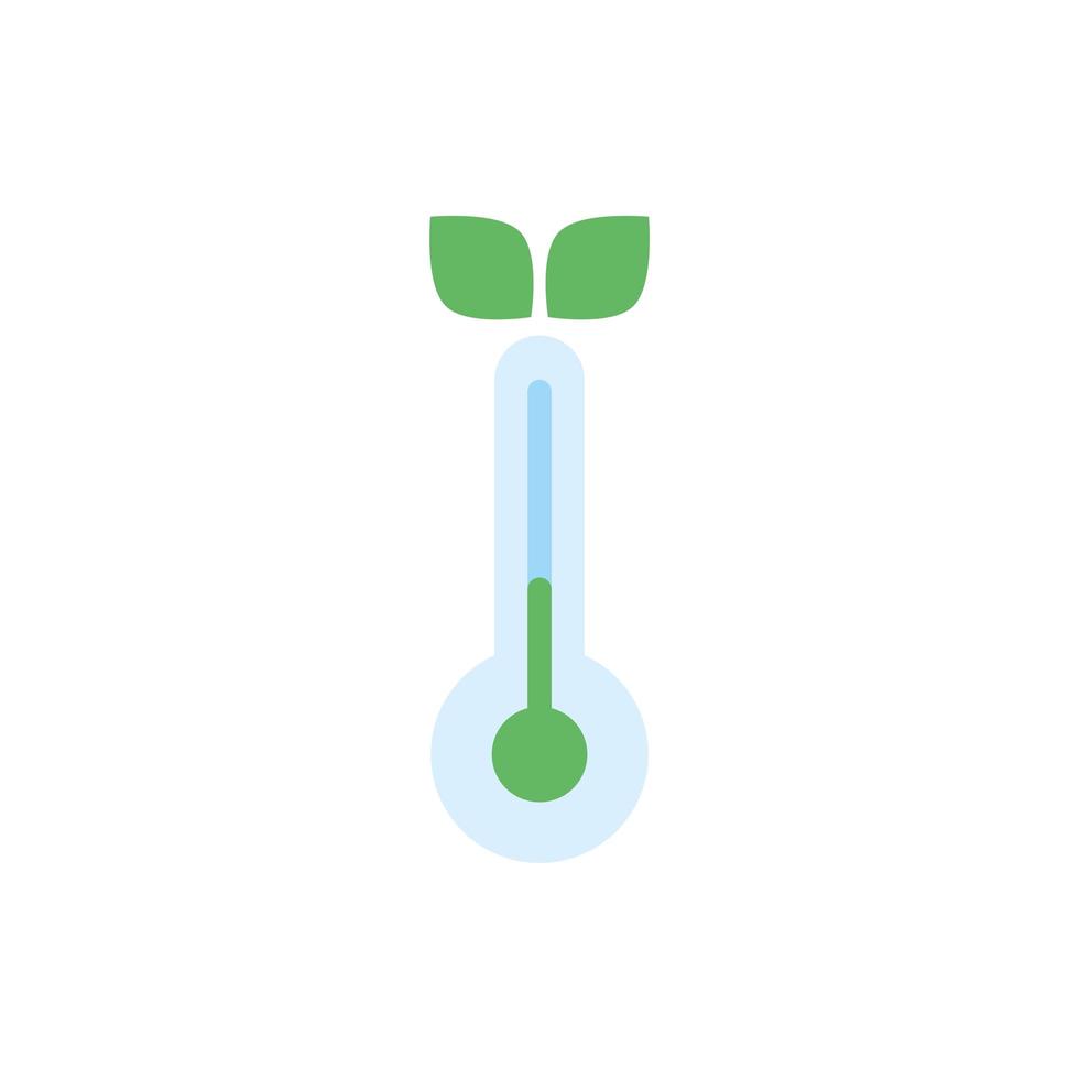 thermometer temperatuur meten met bladeren vlakke stijl vector