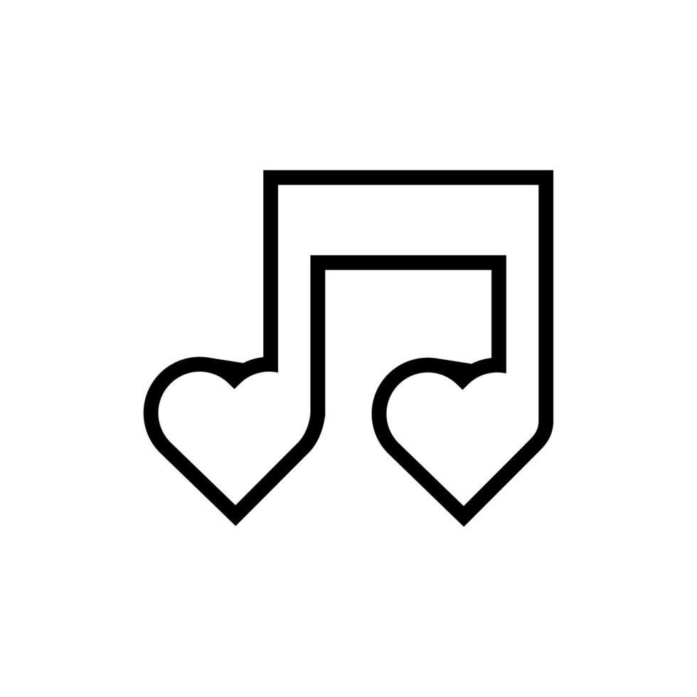 happy Valentijnsdag muzieknoten met harten lijnstijl vector