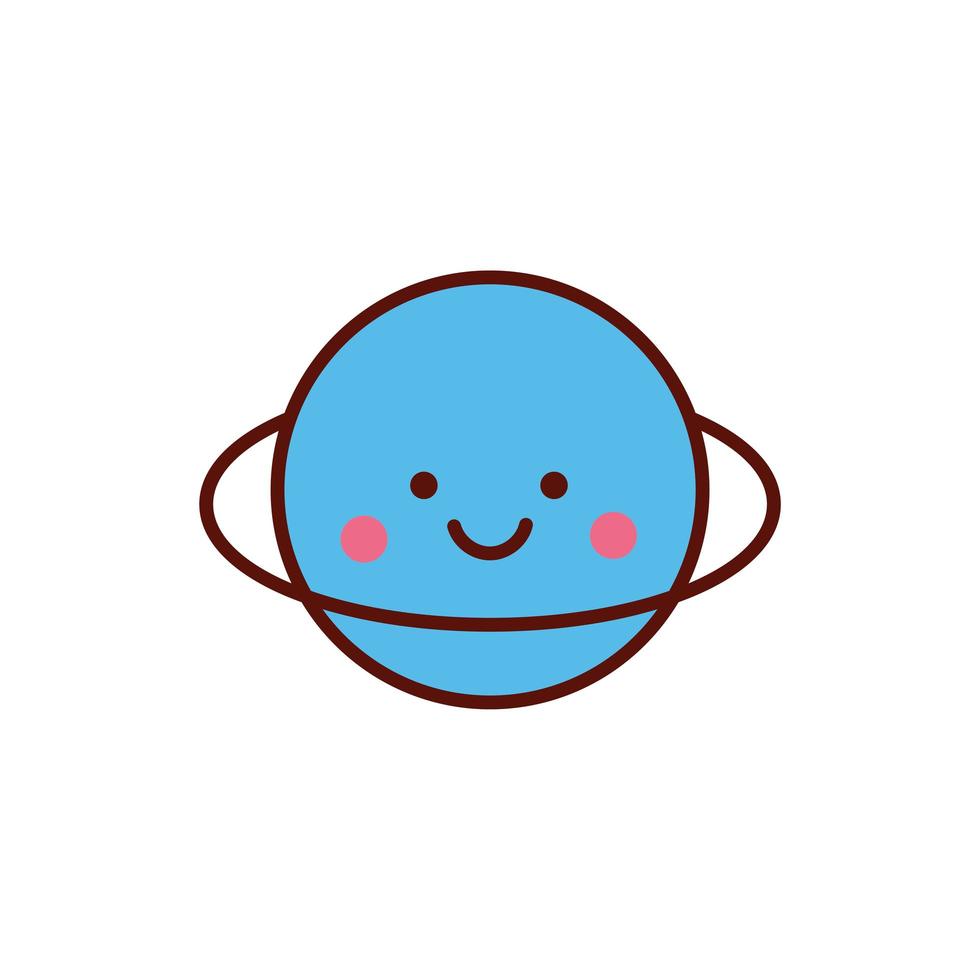 schattig saturnus planeet kawaii stripfiguur icoon vector