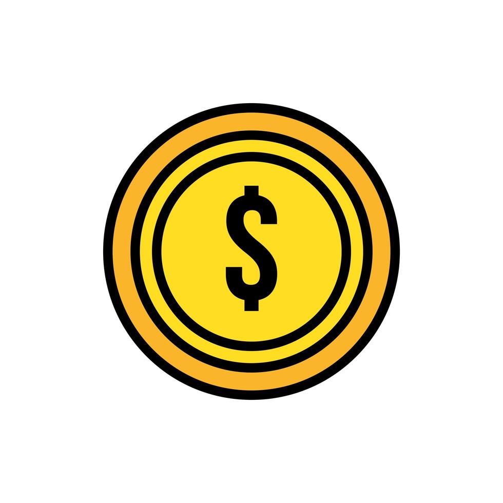 munt geld dollar geïsoleerde pictogram vector