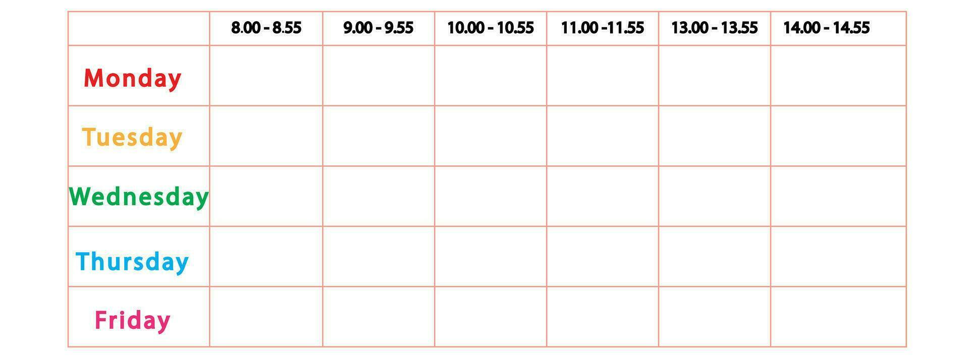 wekelijks agenda. veelkleurig vector schema.