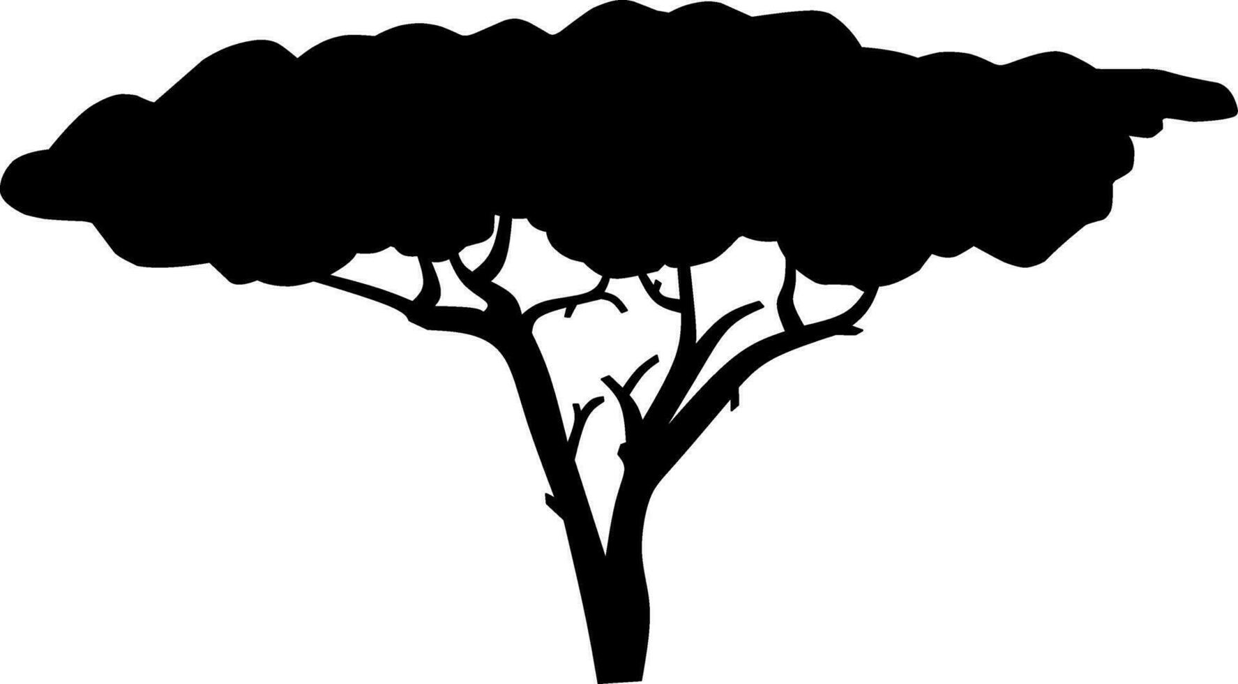 Afrikaanse boom icoon vector illustratie. Afrikaanse boom silhouet voor icoon, symbool of teken. boom symbool voor ontwerp over dieren in het wild, natuur, plant, flora, Woud en ecologie