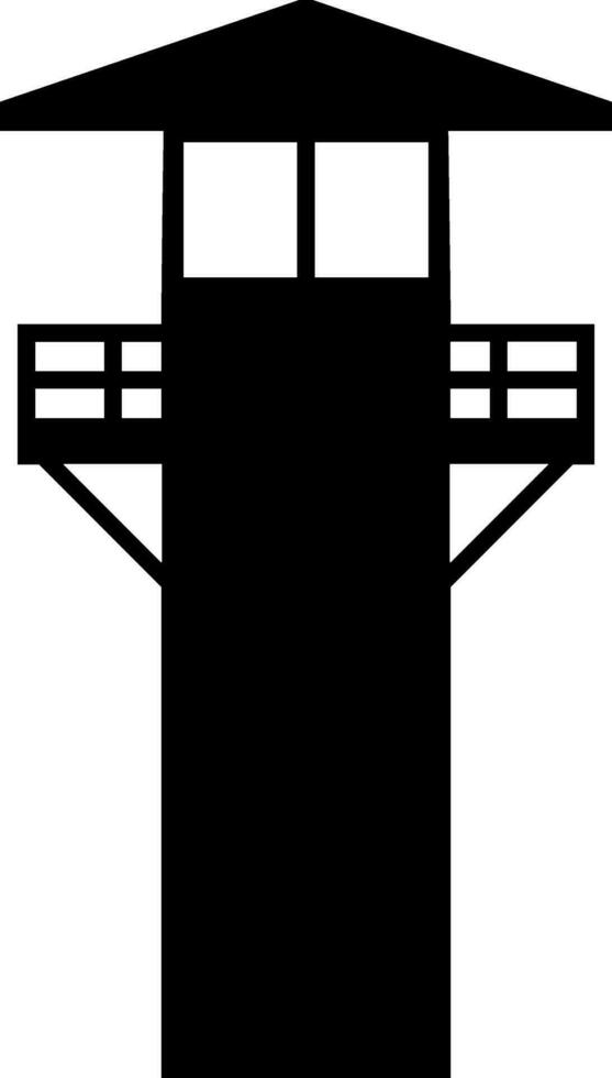 uitkijktoren icoon vector illustratie. bewaker toren silhouet voor icoon, symbool of teken. bewaker post symbool voor ontwerp over veiligheid, leger, veiligheid, gevangenis, gevangenis en patrouille