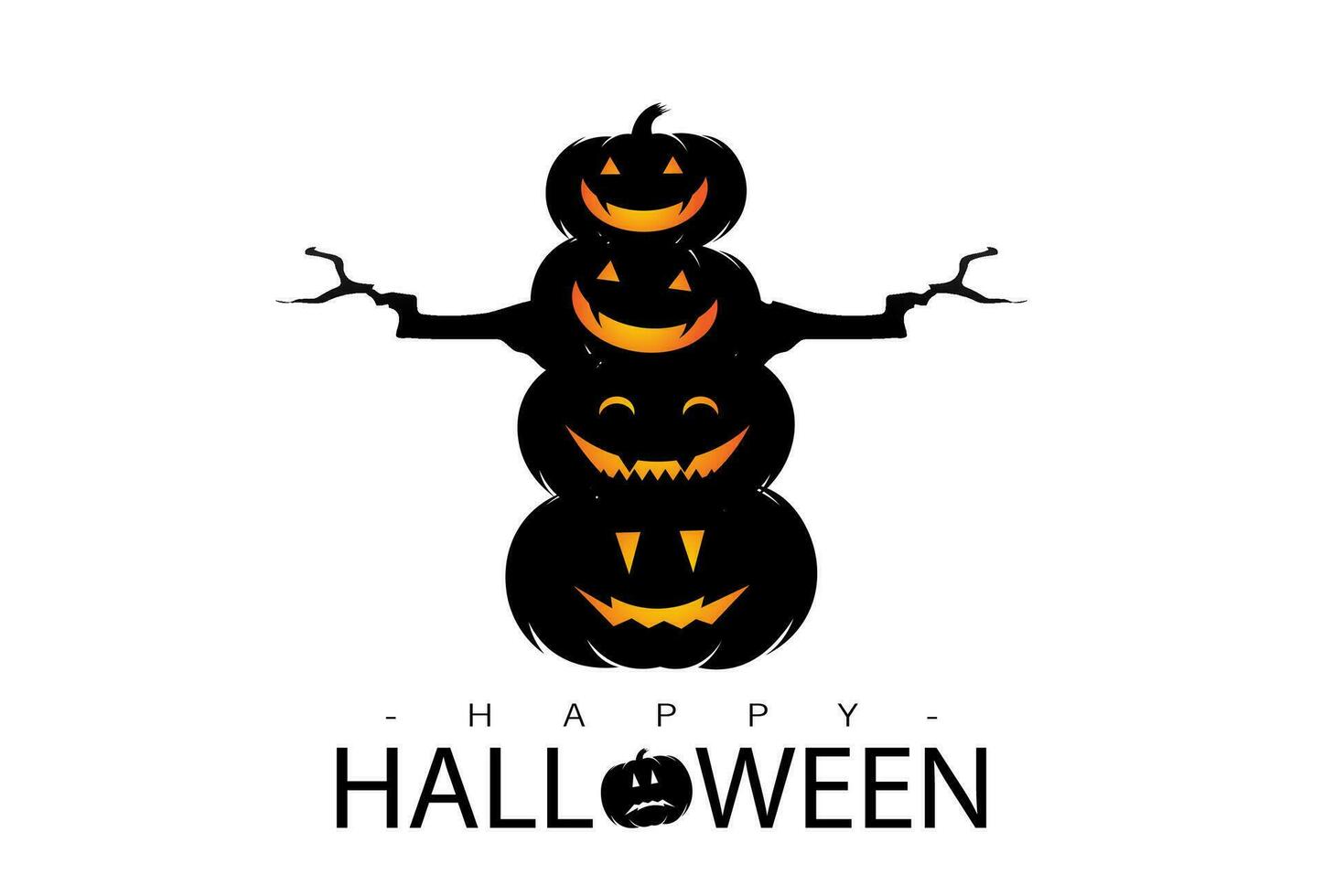 zwart pompoenen geregeld bovenstaande, perfect voor halloween pictogrammen, spookachtig themed festivals en halloween achtergronden vector
