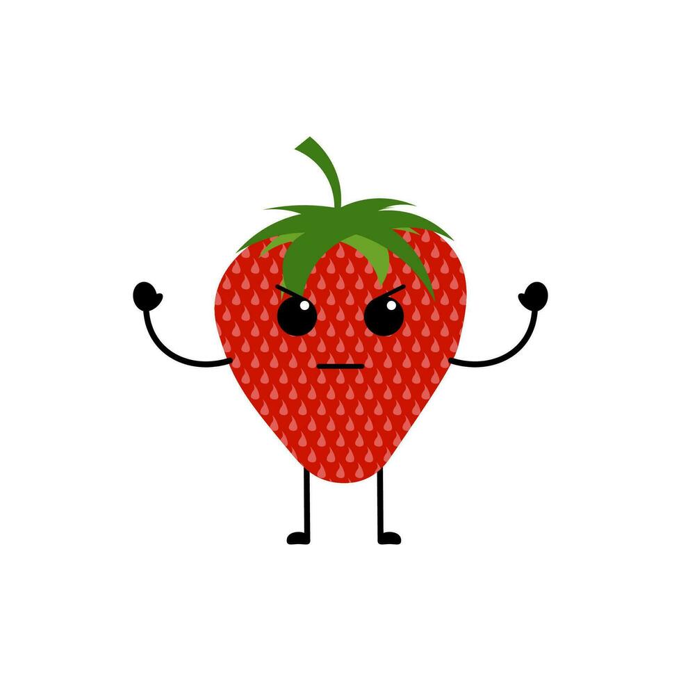 aardbei fruit ontwerp met een schattig, plezier, en grappig uitdrukking vector