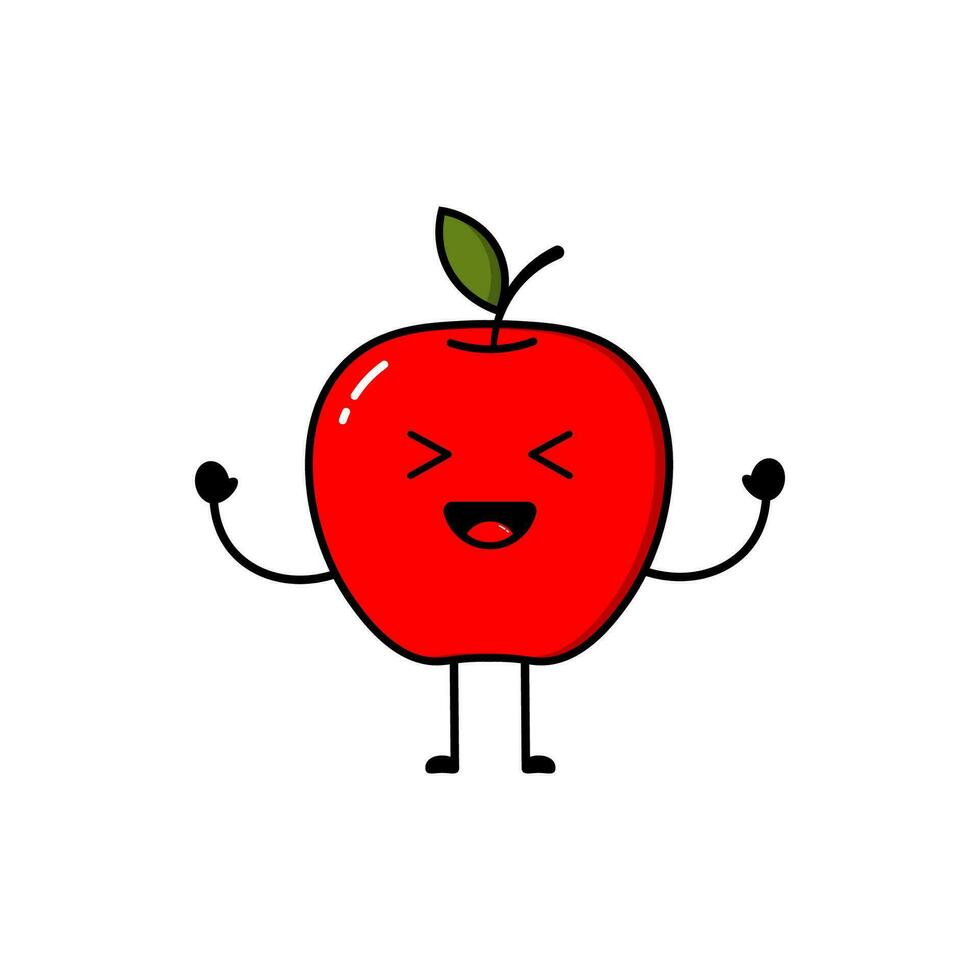 rood appel pictogrammen met schattig uitdrukkingen, appels, rood, schattig, grappig, pictogrammen, appartementen, ontwerpen, enz. vector