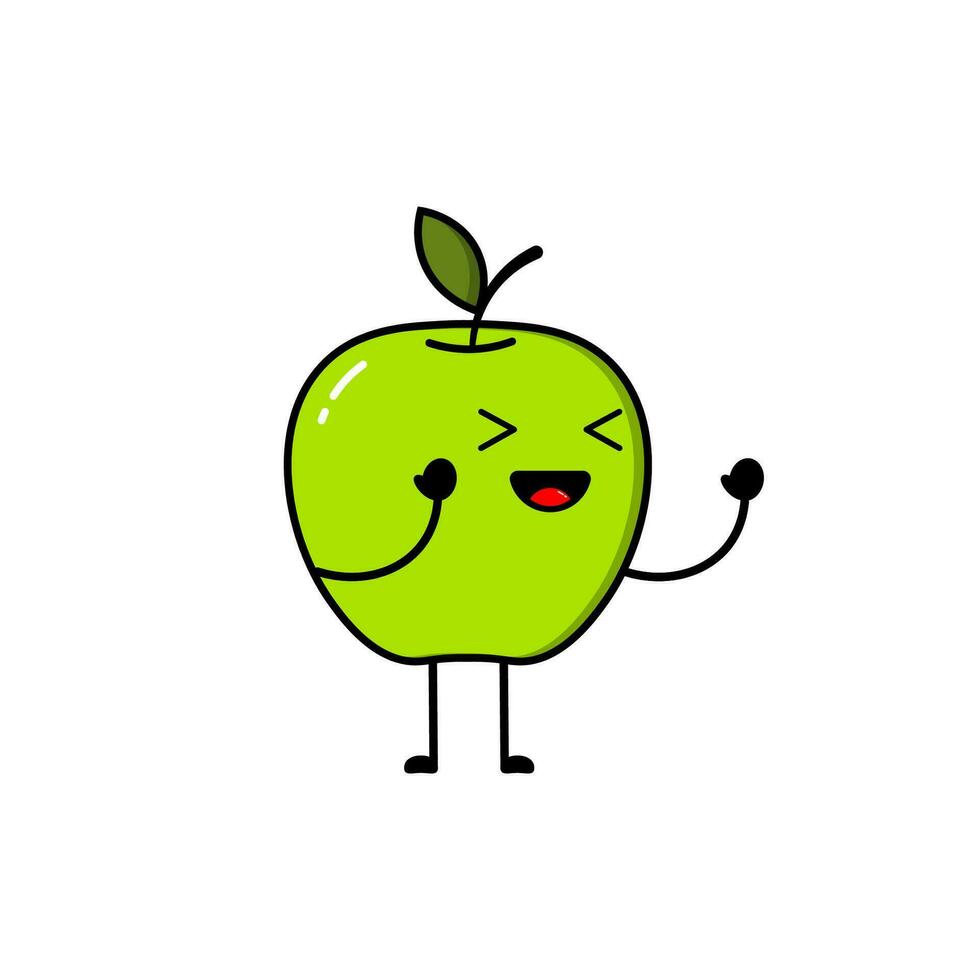 groen appel, appel icoon modern groen met een schattig gelaats uitdrukking vector