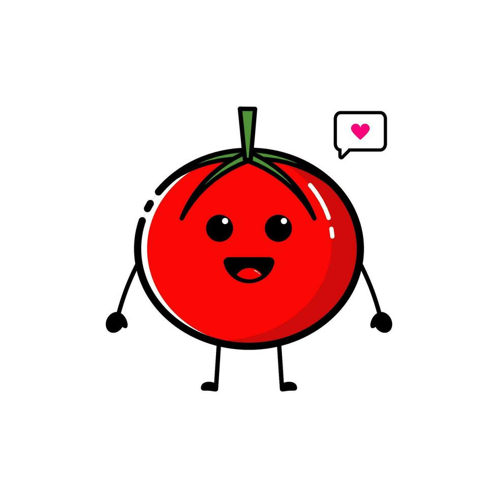 tomaat karakter wie is verhogen beide handen met een schattig uitdrukking vector