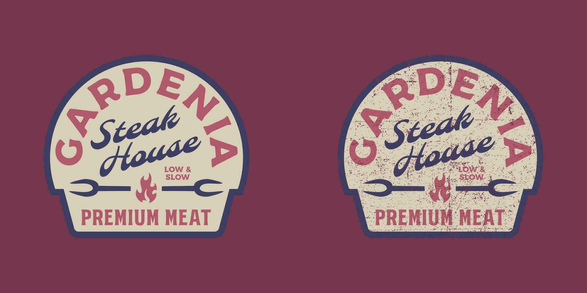 twee logos voor een restaurant gebeld cardiola Steak-restaurant vector