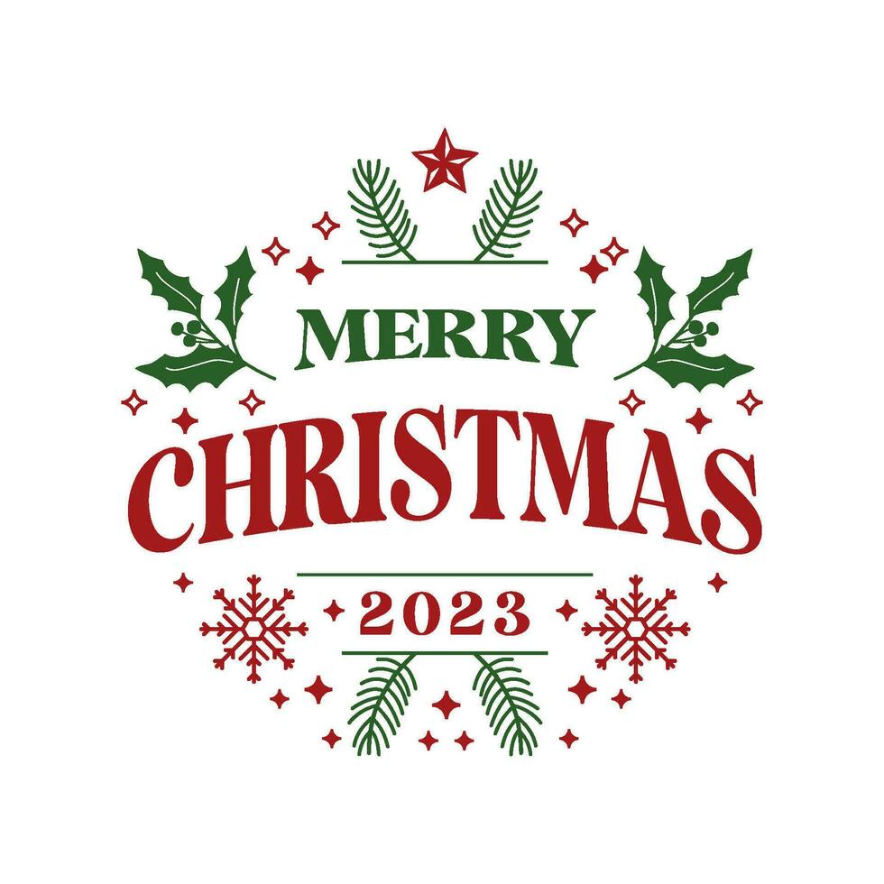 vector vrolijk Kerstmis 2023 belettering insigne