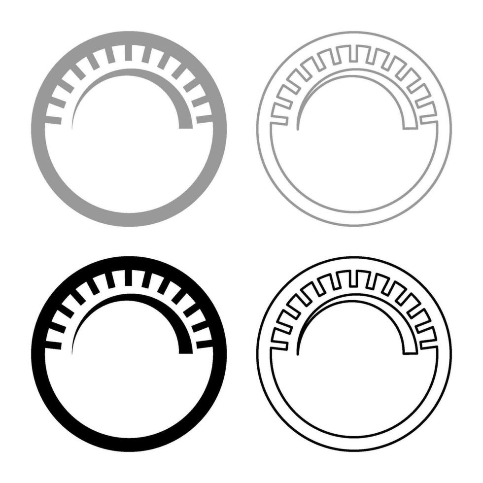 knop regulatie omgaan met variatie waarde regulerend teken reguleren niveau concept afstemmen knop reeks icoon grijs zwart kleur vector illustratie beeld solide vullen schets contour lijn dun vlak stijl