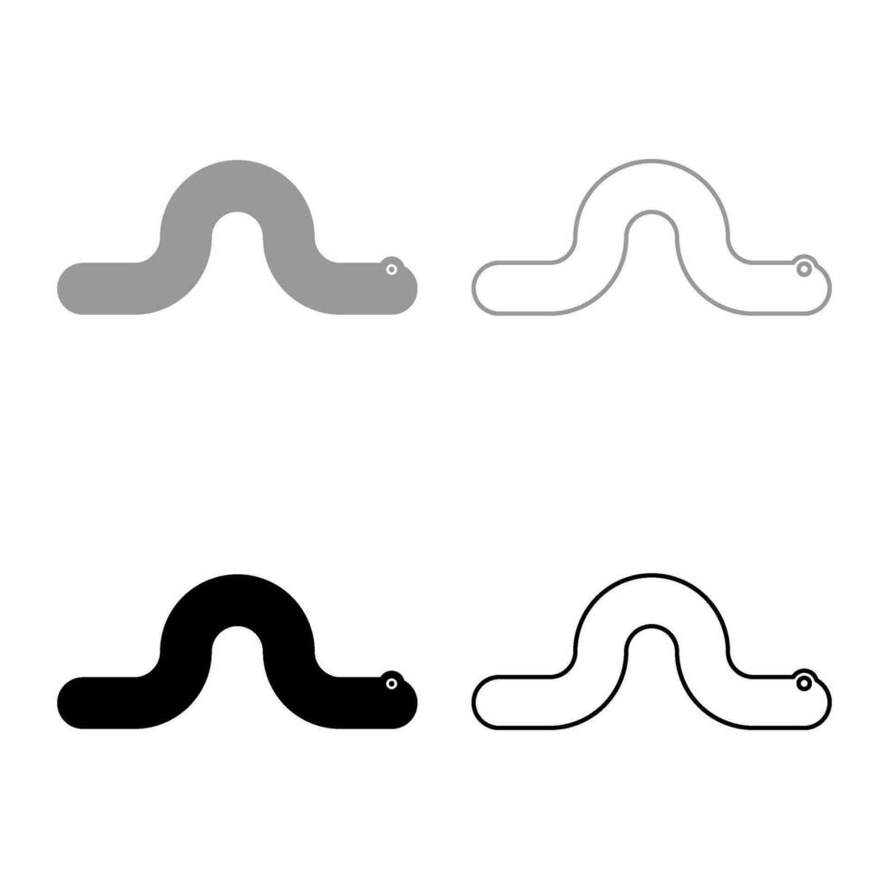 sluipen worm regenworm kruipen ongewervelden kruipen schepsel helminth parasiet plaag kruipen hoekworm reeks icoon grijs zwart kleur vector illustratie beeld solide vullen schets contour lijn dun vlak stijl