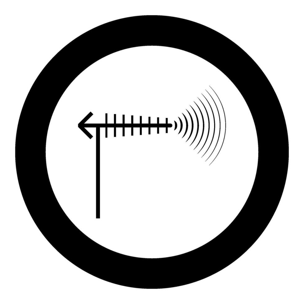 TV antenne en Golf icoon in cirkel ronde zwart kleur vector illustratie beeld solide schets stijl