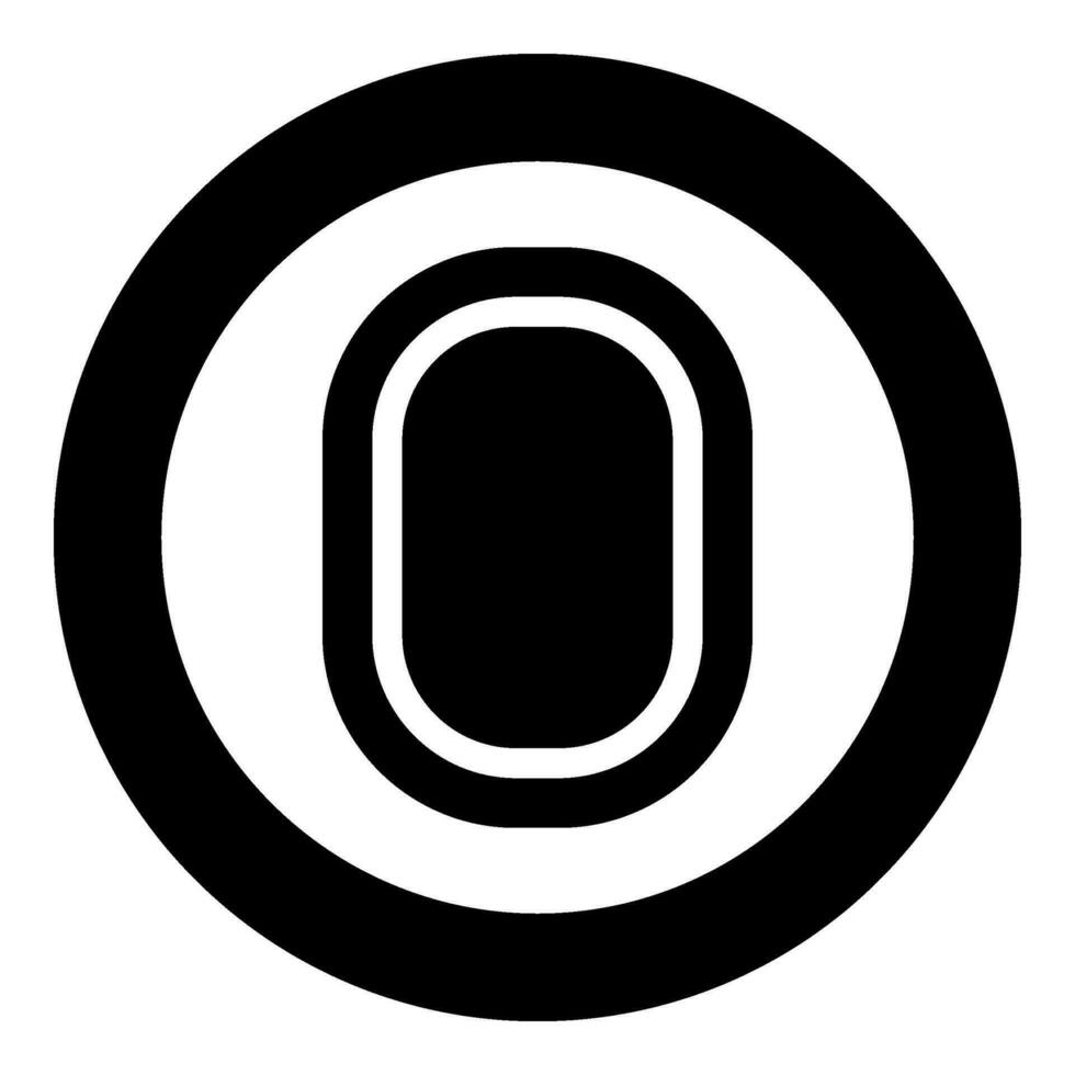 verlichter van vliegtuig vliegtuig venster passagiersvliegtuig patrijspoort vlak interieur icoon in cirkel ronde zwart kleur vector illustratie beeld solide schets stijl