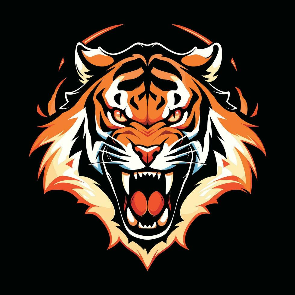 tijger hoofd mascotte logo voor esport. tijger t-shirt ontwerp vector