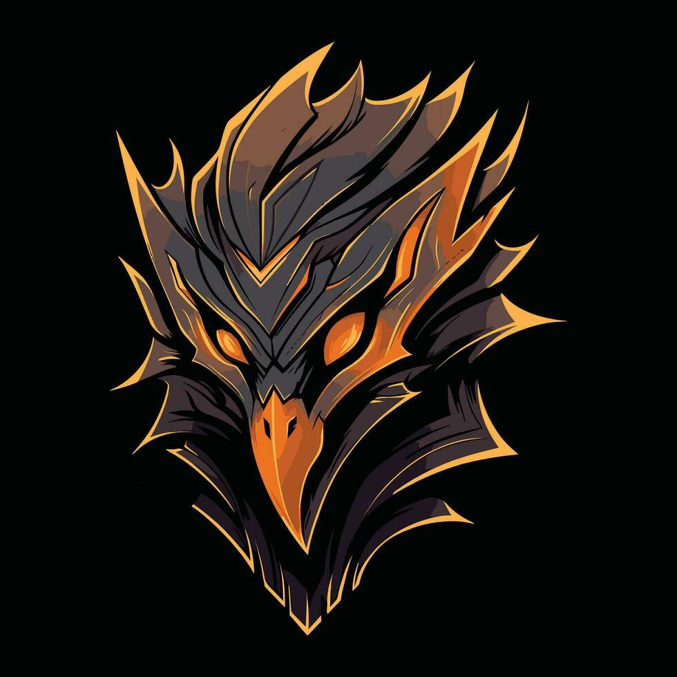 adelaar vogel hoofd mascotte logo voor esport. adelaar vogel t-shirt ontwerp. geïsoleerd Aan zwart achtergrond vector