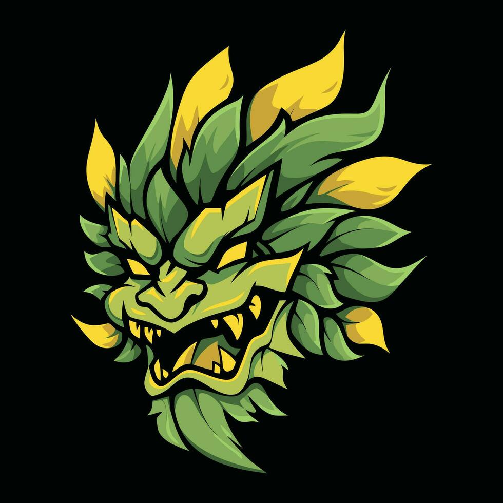 groen draak hoofd mascotte logo voor esport. groen draak t-shirt ontwerp. groen draak logo. groen draak sticker vector