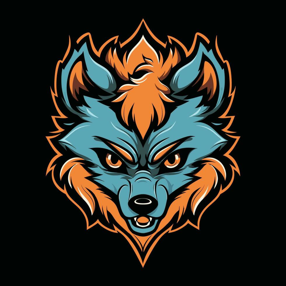 wolf mascotte logo voor esport. wolf t-shirt ontwerp. wolf logo. wolf sticker vector