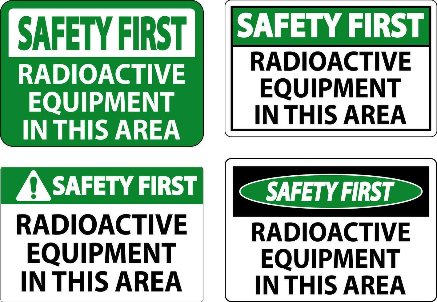 veiligheid eerste teken voorzichtigheid radioactief uitrusting in deze Oppervlakte vector