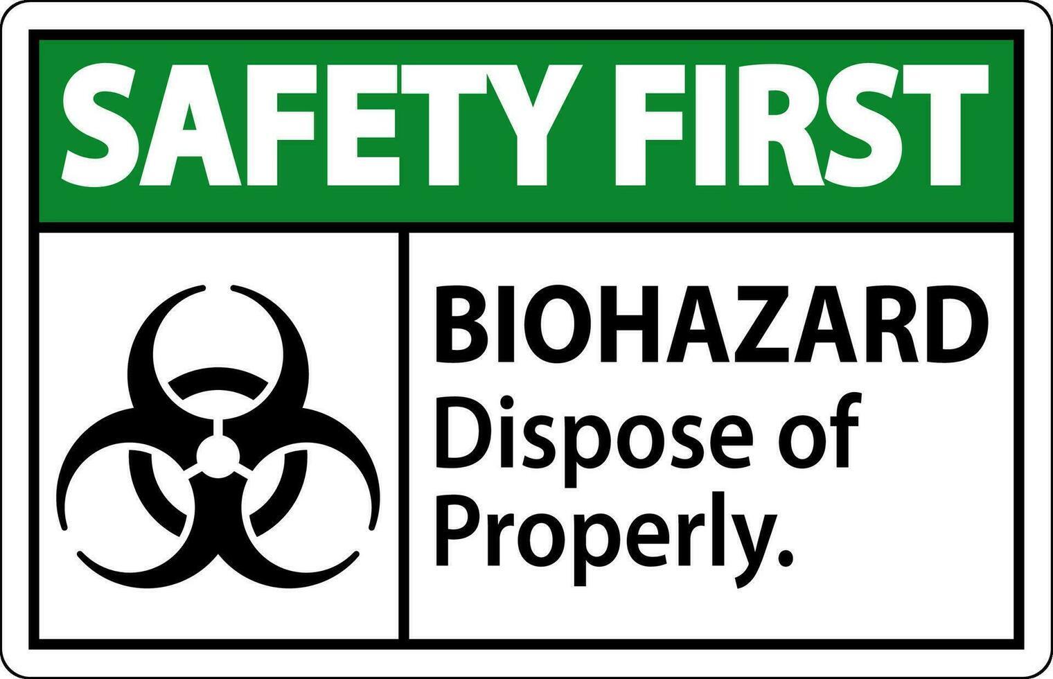 biohazard veiligheid eerste etiket biohazard weggooien van naar behoren vector