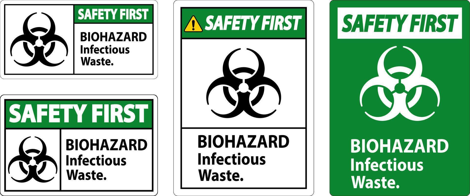 biohazard veiligheid eerste etiket biohazard besmettelijk verspilling vector