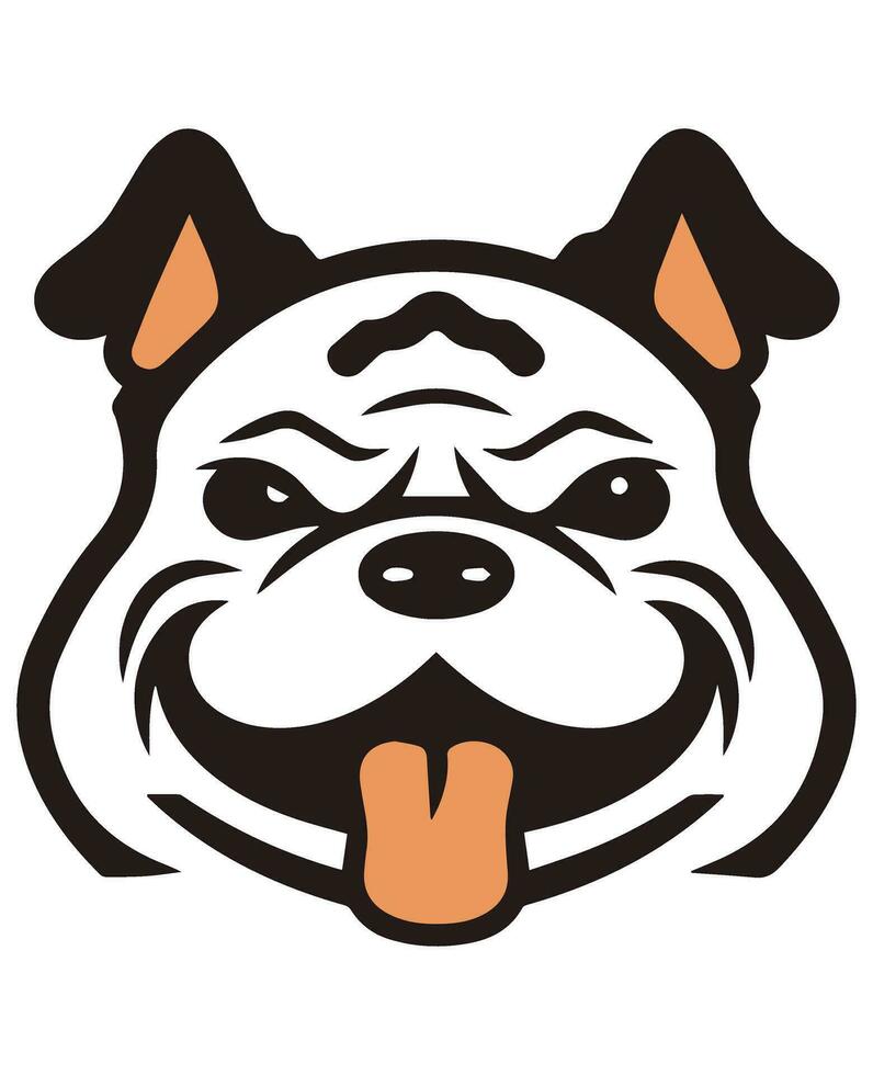 bulldog vector icoon glyph geïsoleerd, zwart en wit silhouet.