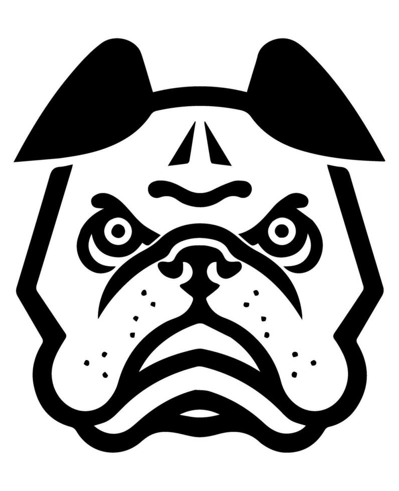 bulldog vector icoon glyph geïsoleerd, zwart en wit silhouet.