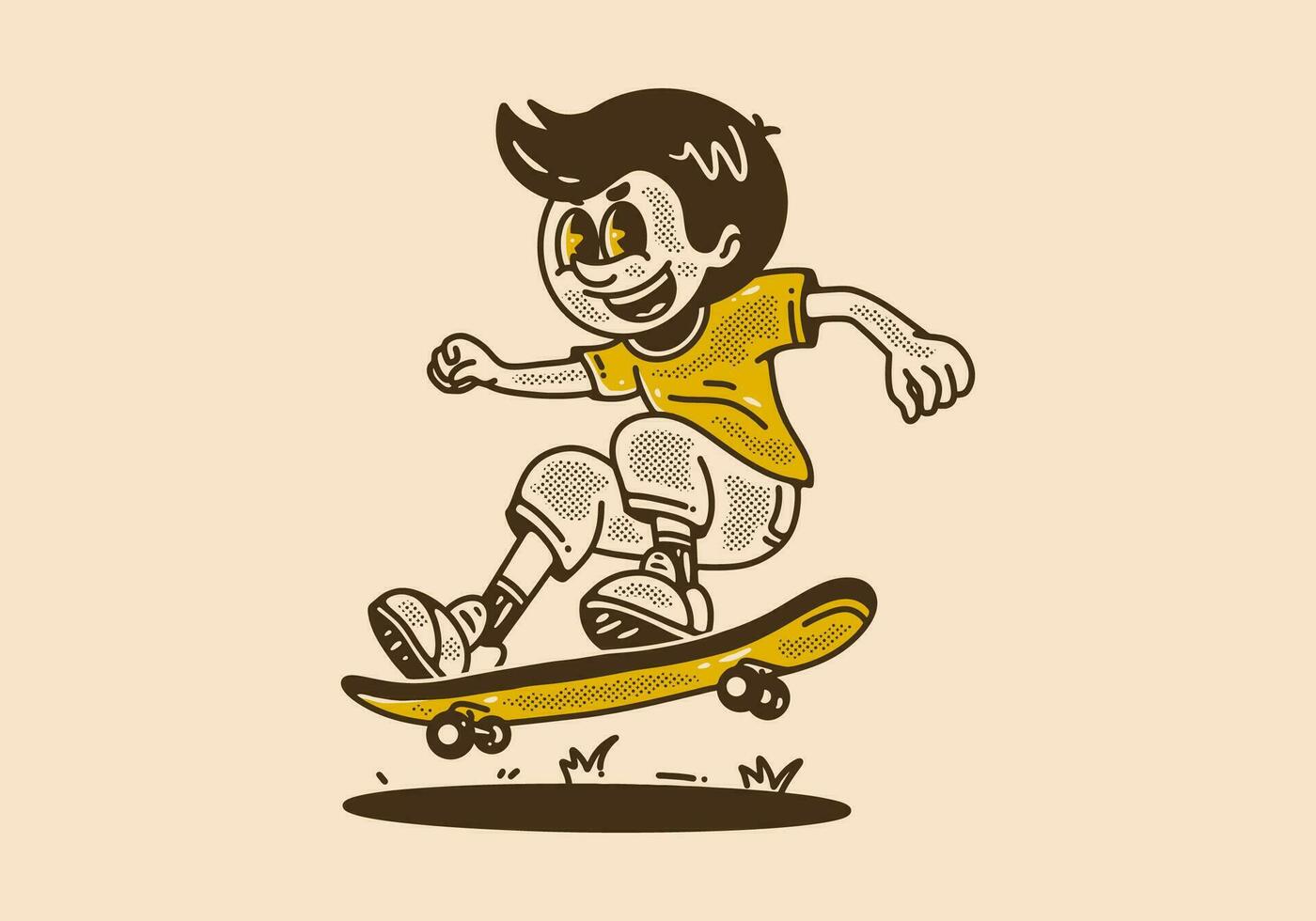 mascotte karakter ontwerp van een vent jumping Aan skateboard vector