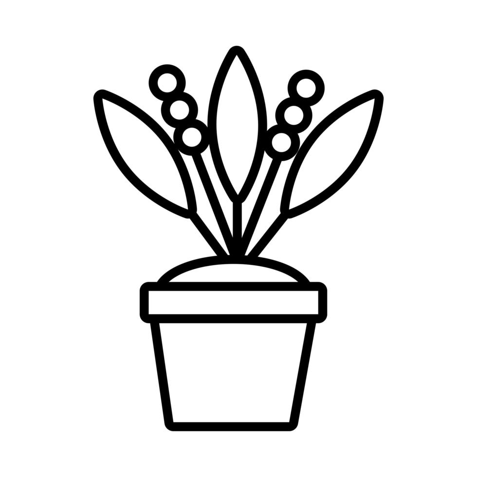 groei plant met zaden in keramische pot lijn stijlicoon vector